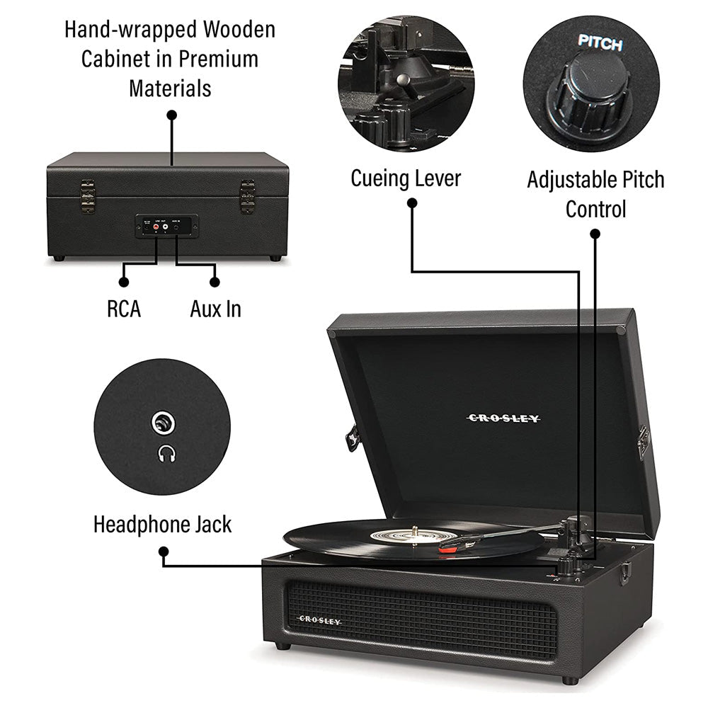 Crosley Voyager Bluetooth Record Player Black | CR8017B-BK view 4