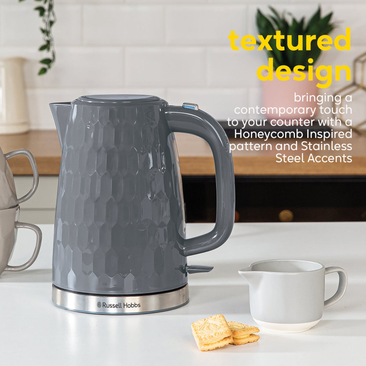 Russell Hobbs Honeycomb 1.7L Kettle Grey | 26053 view 2