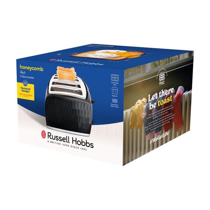 Russell Hobbs Honeycomb 4-Slice Toaster Black | 26071 view 2