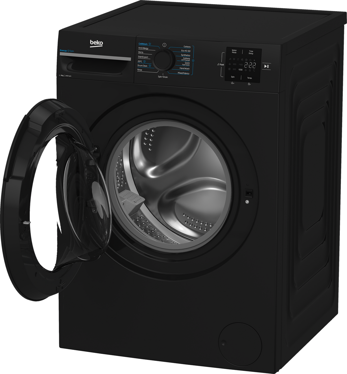 Beko EnergySpin BM3WT3941B 9kg 1400rpm Washing Machine Black view 6