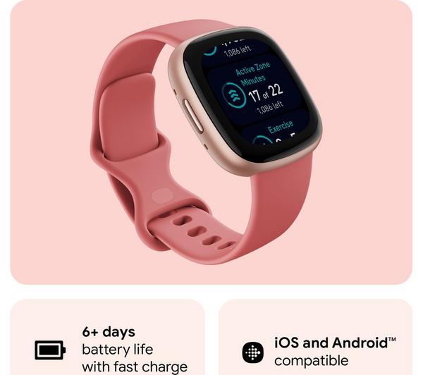 Fitbit Versa 4 Smartwatch Pink Sand Copper Rose | FB523RGRW