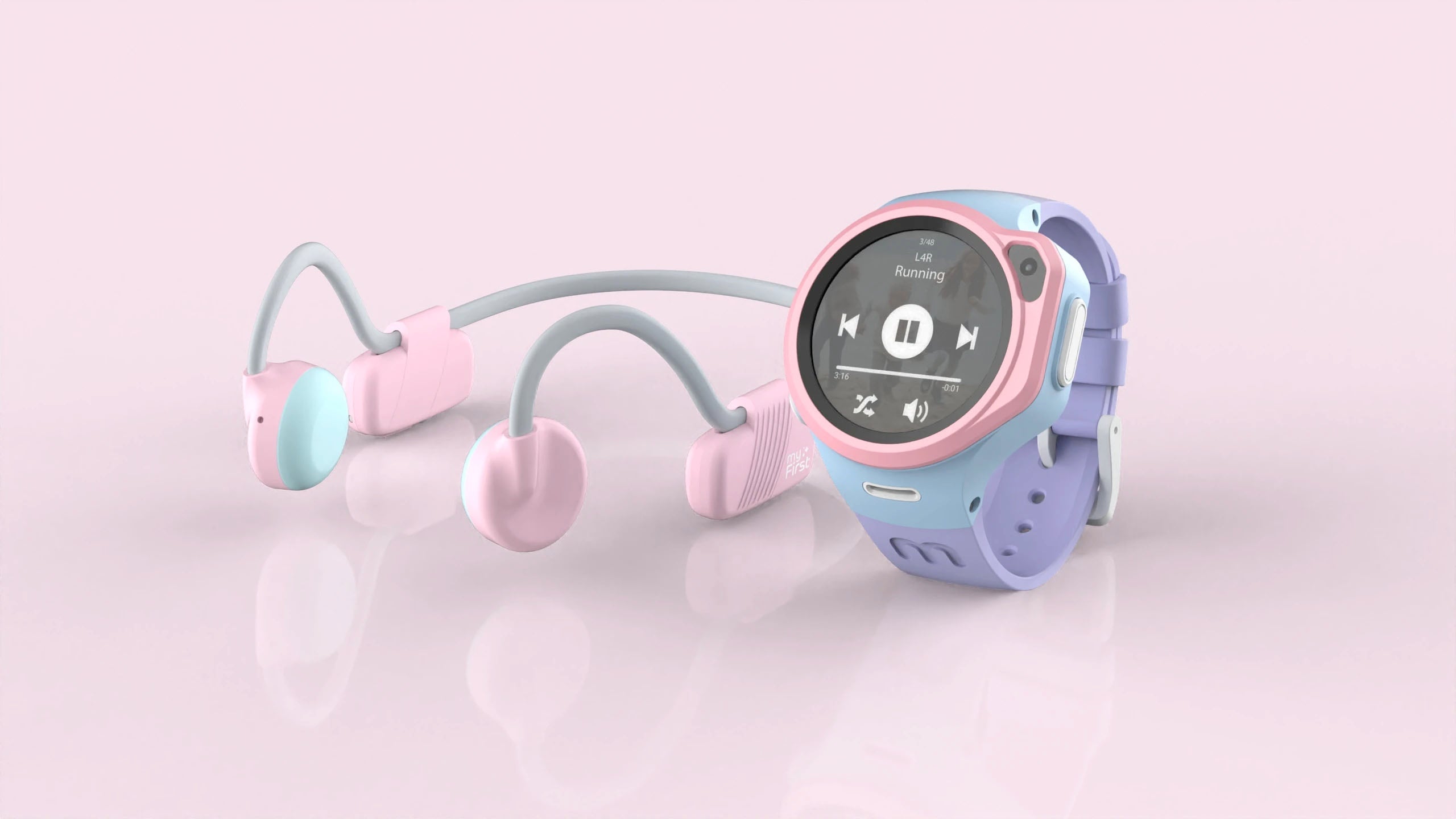 myFirst Headphones BC Wireless Lite - Bone Conduction, 85dB Safe, IP68 Waterproof - Pink | 256-FH8504SA-PK01
