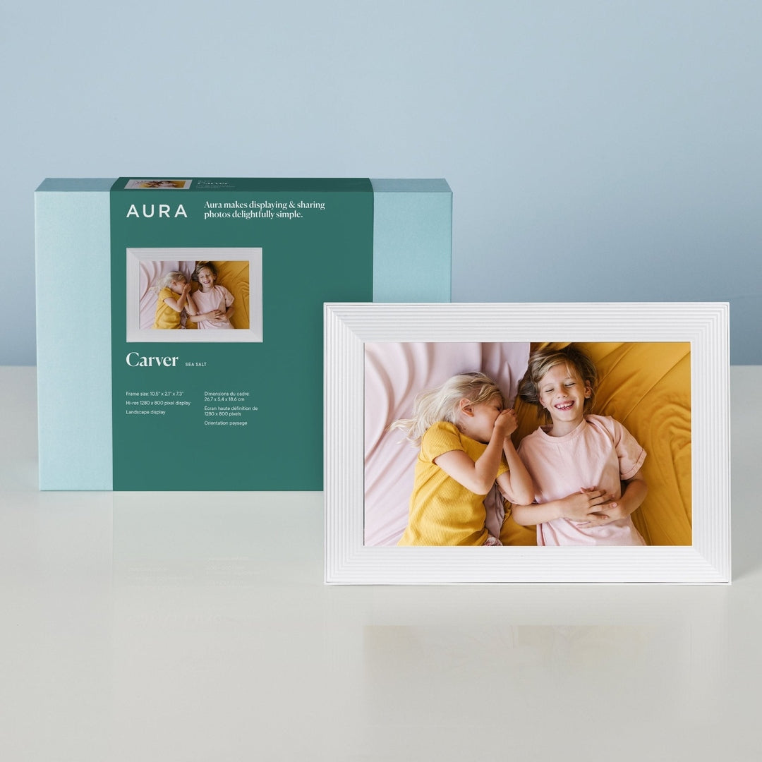 AURA Carver 10.1" WiFi Digital Photo Frame - Seasalt | UKA900-WHT Aura Digital Photo Frame Lallys Electrical Ireland