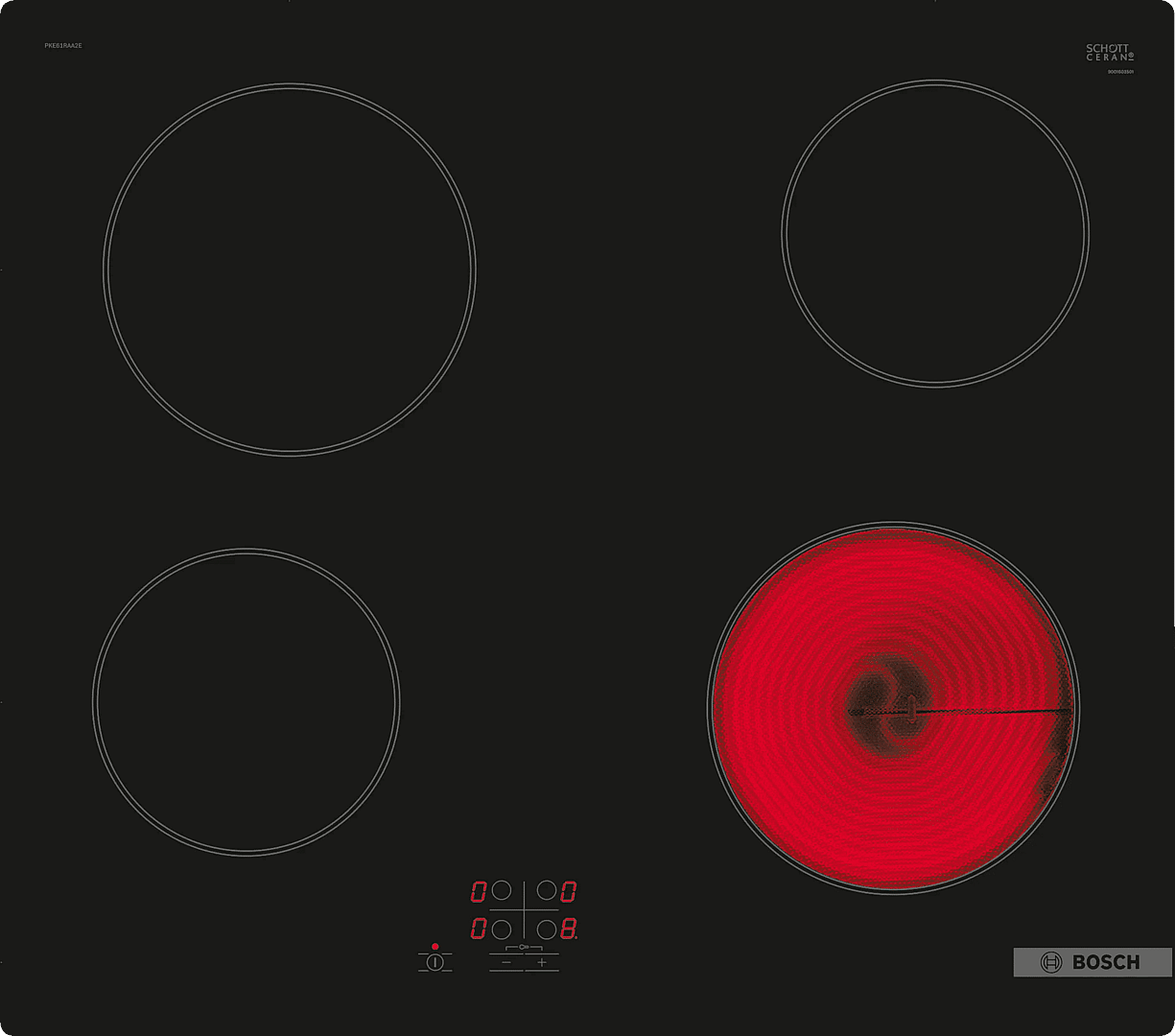 Bosch Series 2 60 cm Four‑Zone Electric Hob | PKE61RAA8B