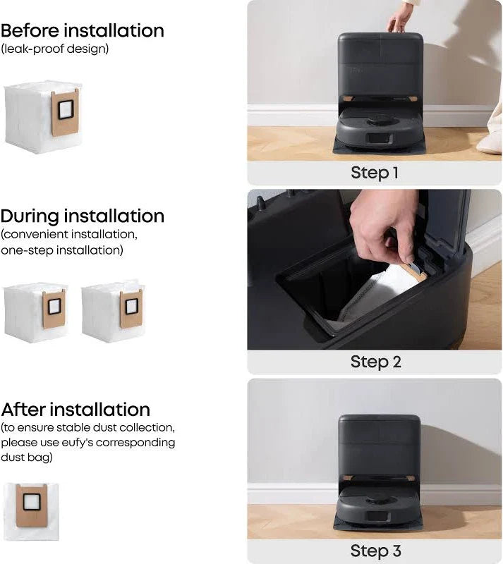 Eufy 3L Robot Vacuum Dust Bags 3 Pack for Omni E28, E20 3 in 1 & E25 | T29YQA20