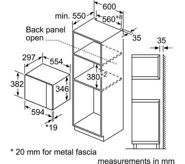 Neff HLAWD23N0B Built-in 20 L Solo Microwave (Black)