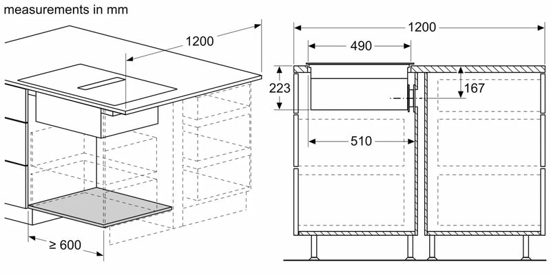 Neff V58NHQ4L0 N 70 80 cm Vented Induction Hob with Integrated Extraction (Black)