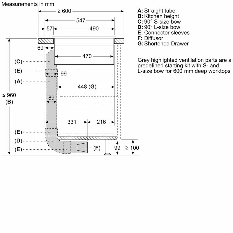 NEFF Z861KR1 Recirculation Kit for Vented Hobs (60 cm Depth)