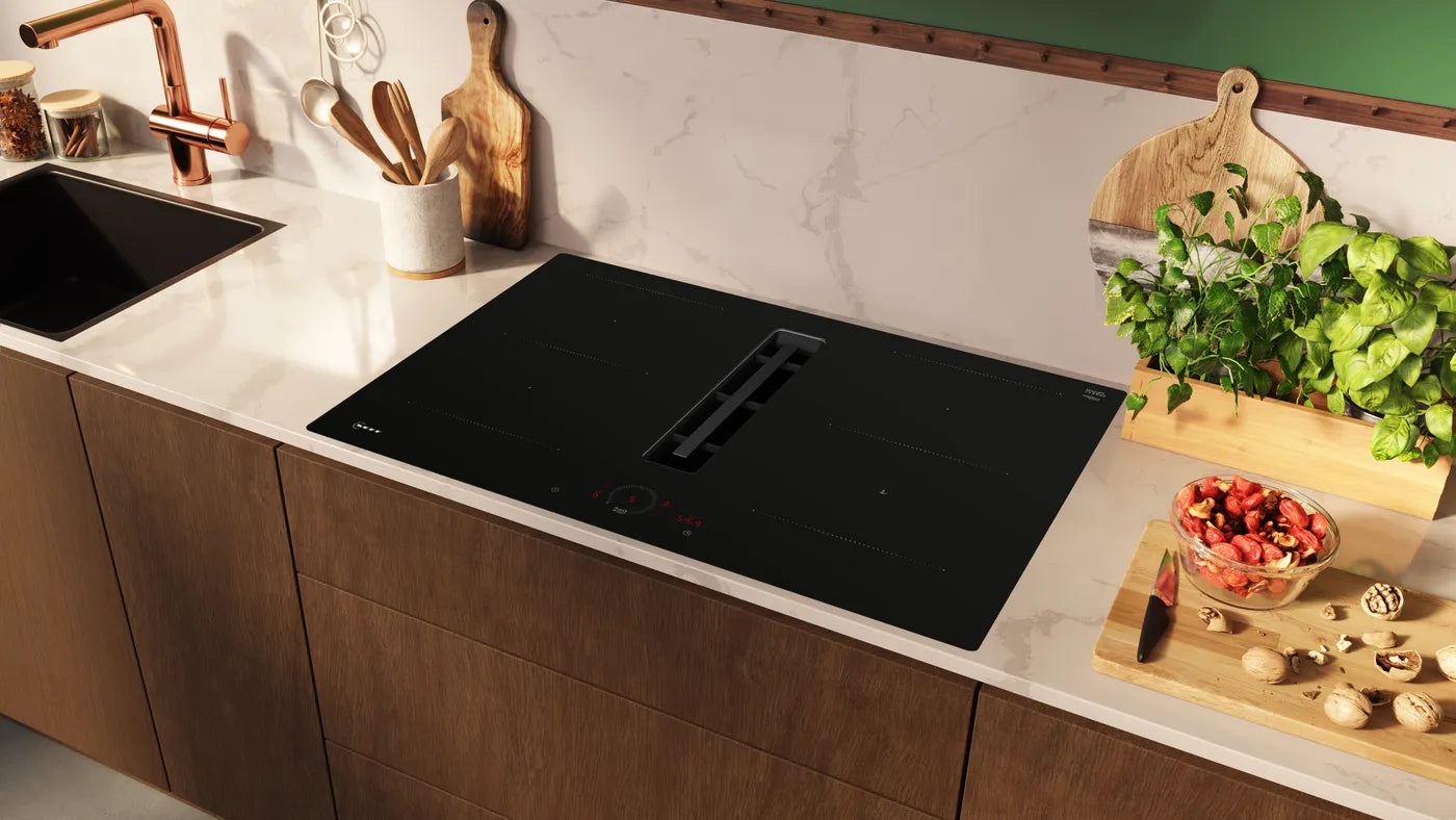 Neff V58NHQ4L0 N 70 80 cm Vented Induction Hob with Integrated Extraction (Black)