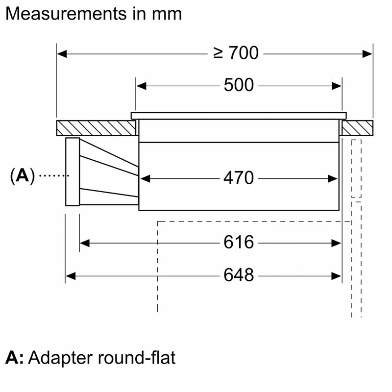 Neff V58NHQ4L0 N 70 80 cm Vented Induction Hob with Integrated Extraction (Black)