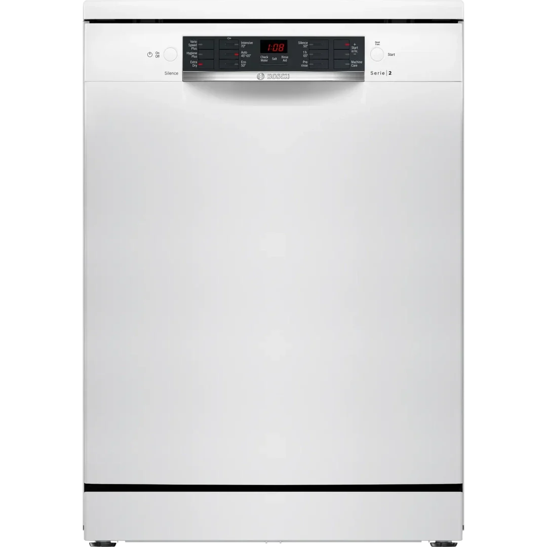 Bosch Series 2 free-standing dishwasher 60 cm White | SMS26AW08G Bosch Dishwasher Lallys Electrical Ireland