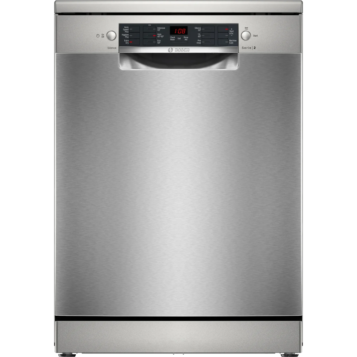 Bosch Series 2 free-standing dishwasher 60 cm Brushed steel anti-fingerprint | SMS26AI08G Bosch Dishwasher Lallys Electrical Ireland