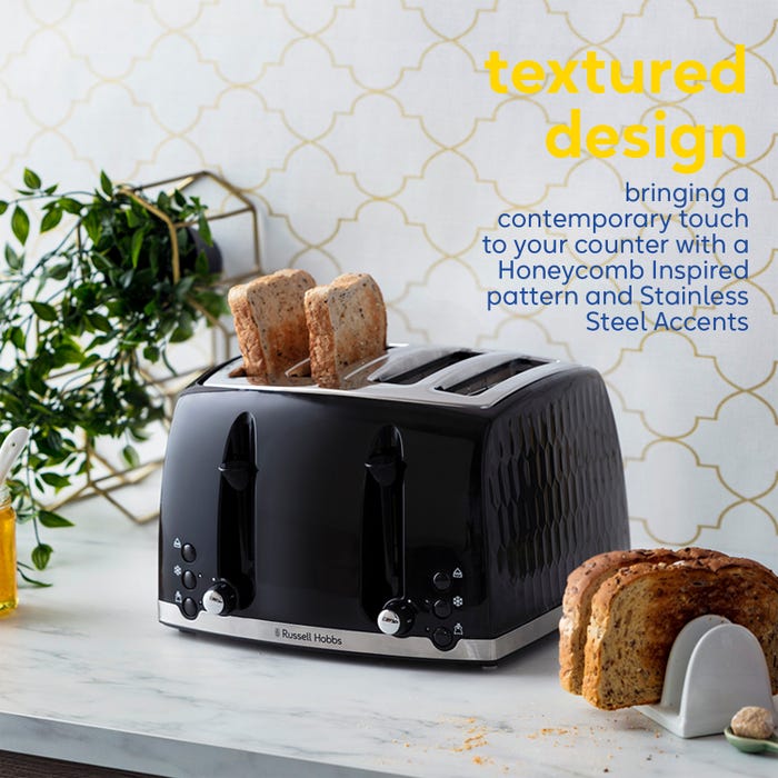 Russell Hobbs Honeycomb 4-Slice Toaster Black | 26071 view 6