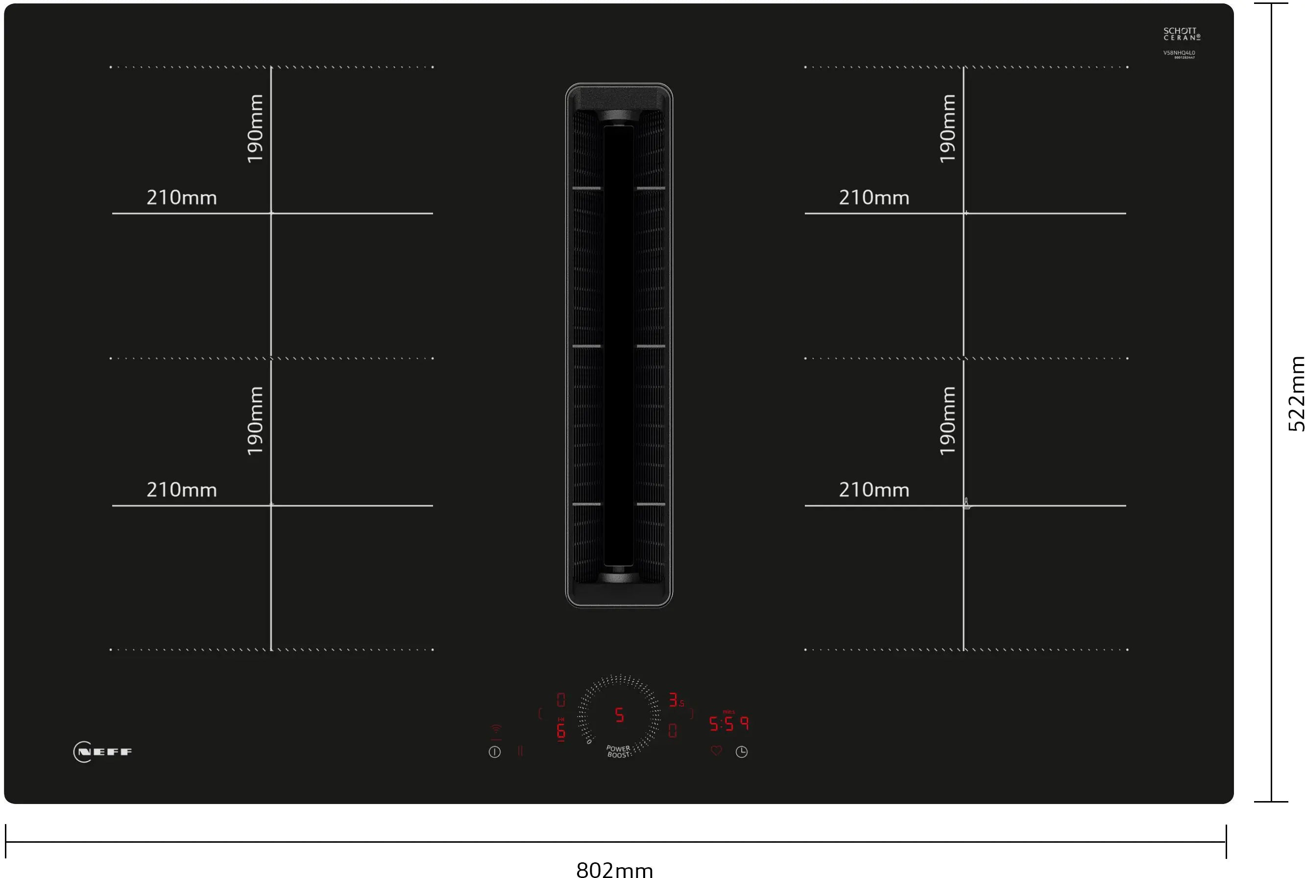 Neff N70 80cm Induction Hob with Integrated Ventilation V58NHQ4L0
