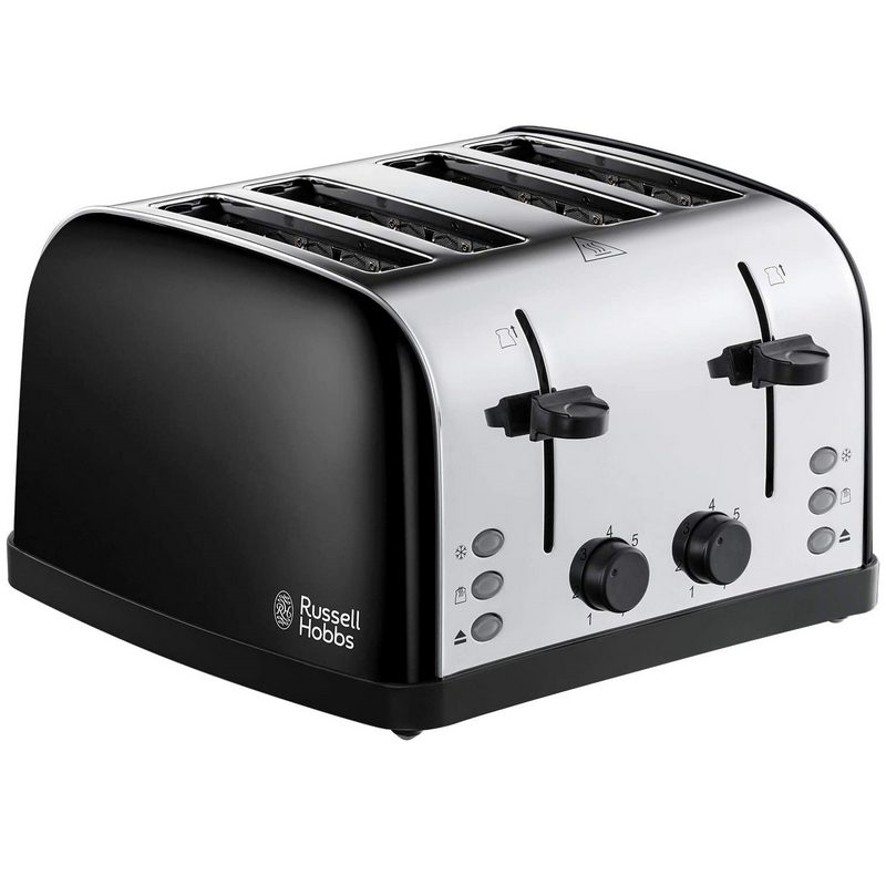 Russell Hobbs 28360 4-Slice Stainless Steel Toaster (Black Panels)