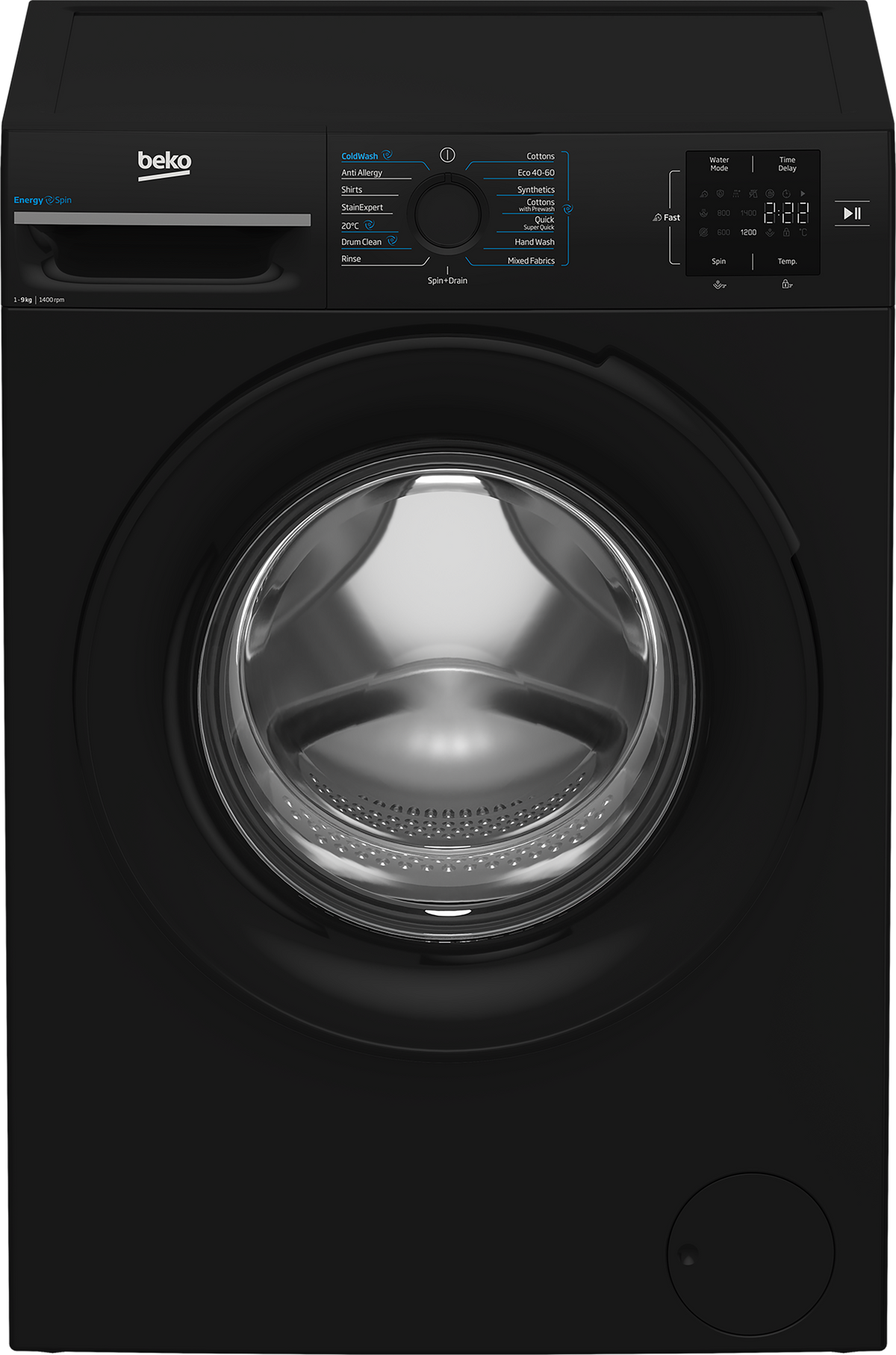 Beko EnergySpin BM3WT3941B 9kg 1400rpm Washing Machine Black view 5