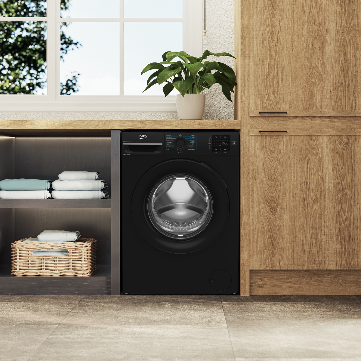 Beko EnergySpin BM3WT3941B 9kg 1400rpm Washing Machine Black view 3