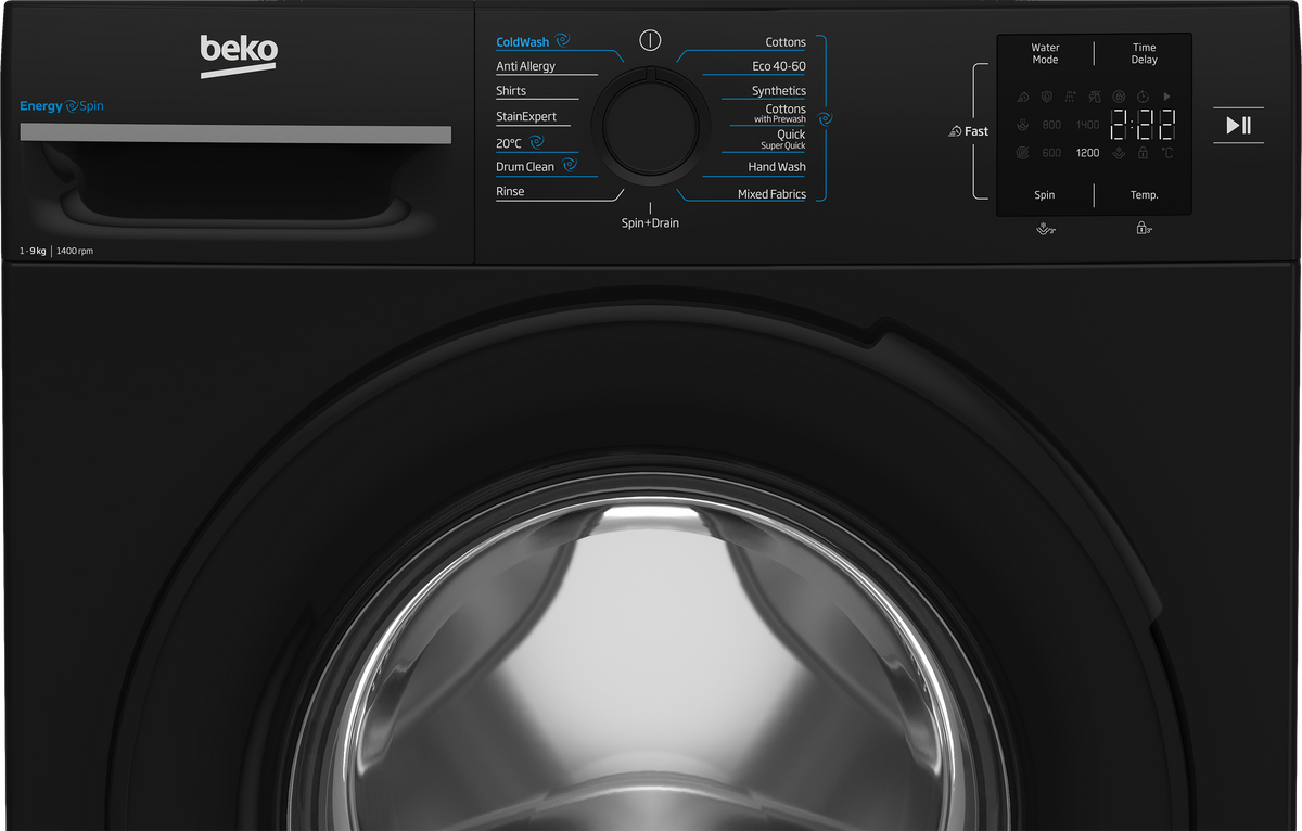 Beko EnergySpin BM3WT3941B 9kg 1400rpm Washing Machine Black view 4