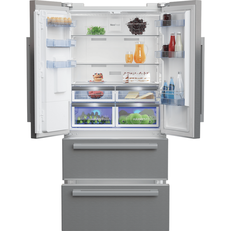 Beko Freestanding American Style Fridge Freezer with HarvestFresh™ Stainless Steel | GNE460520DVPX Beko American Fridge Freezer Lallys Electrical Ireland
