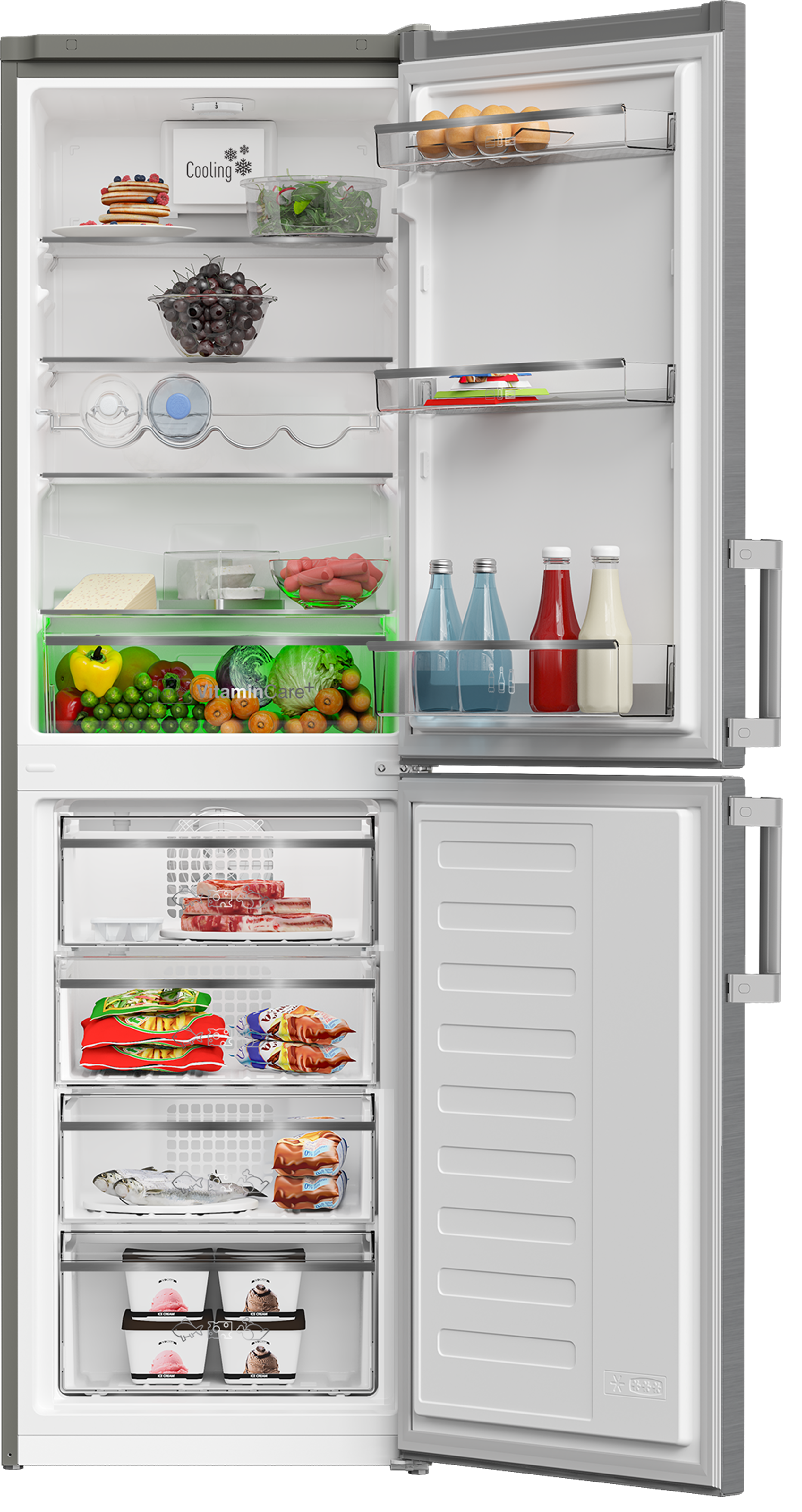 Blomberg Frost Free Combi Fridge Freezer with VitaminCare+ Stainless Steel| KGM4574VPS