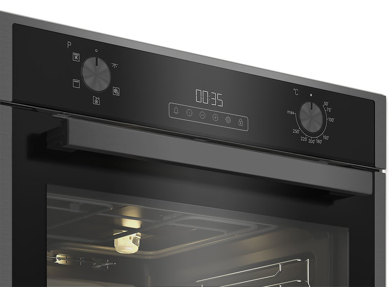 Blomberg Single Fan Oven 72L Capacity Dark Steel | ROEN9202DX