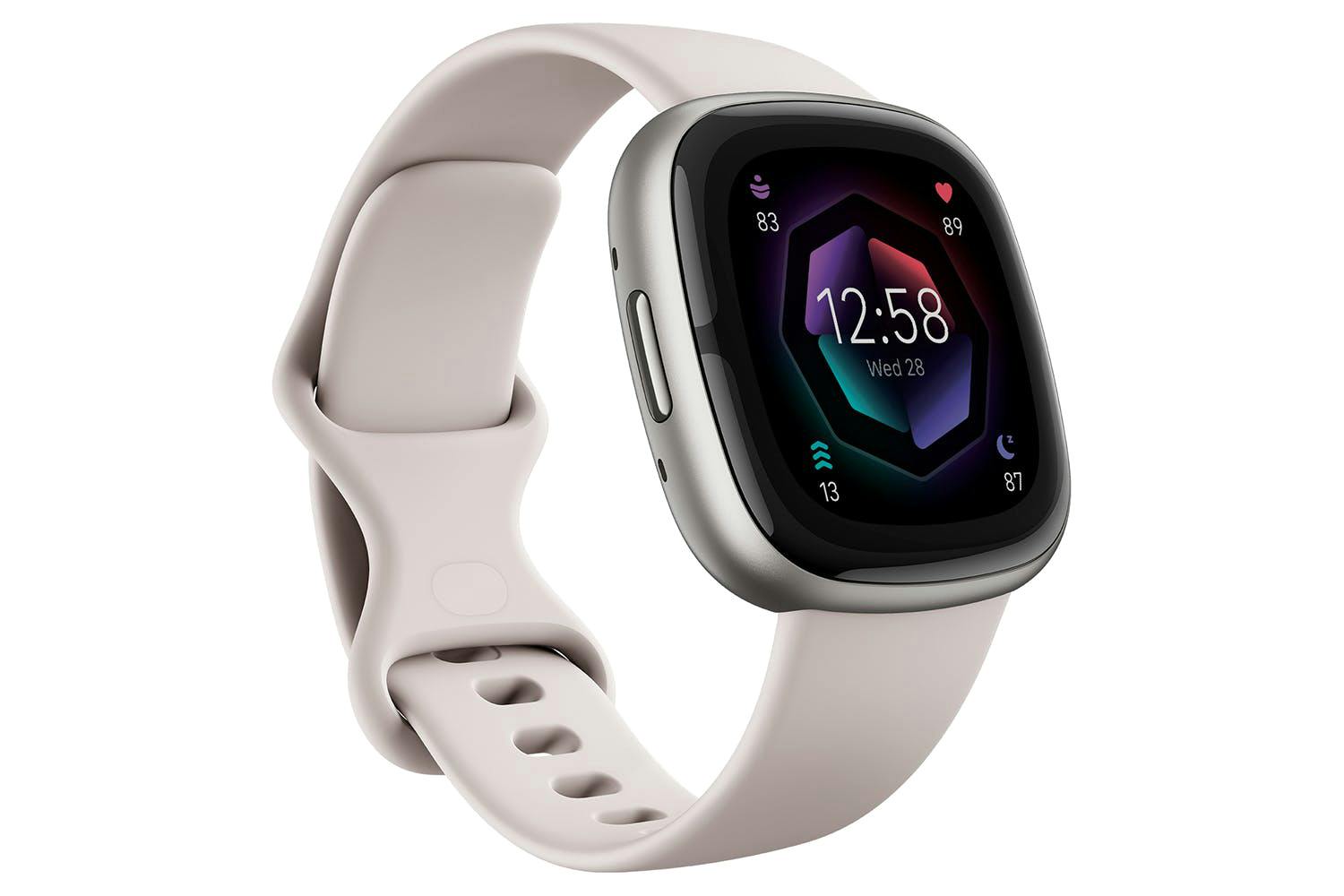 Fitbit Sense 2 Smartwatch — Lunar White / Platinum (FB521SRWT)