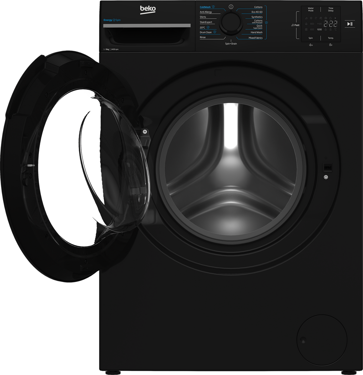 Beko EnergySpin BM3WT3941B 9kg 1400rpm Washing Machine Black product view