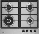 Beko 60cm Stainless Steel Gas Hob with Knob Controls | HIAW64225SX