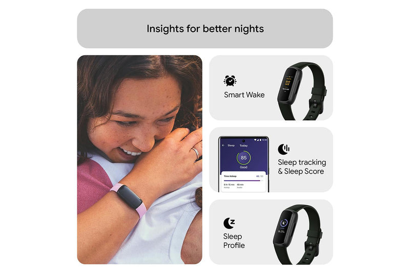 Fitbit Inspire 3 (Model FB424BKBK) – Health and Fitness Tracker (Black/Midnight Zen)