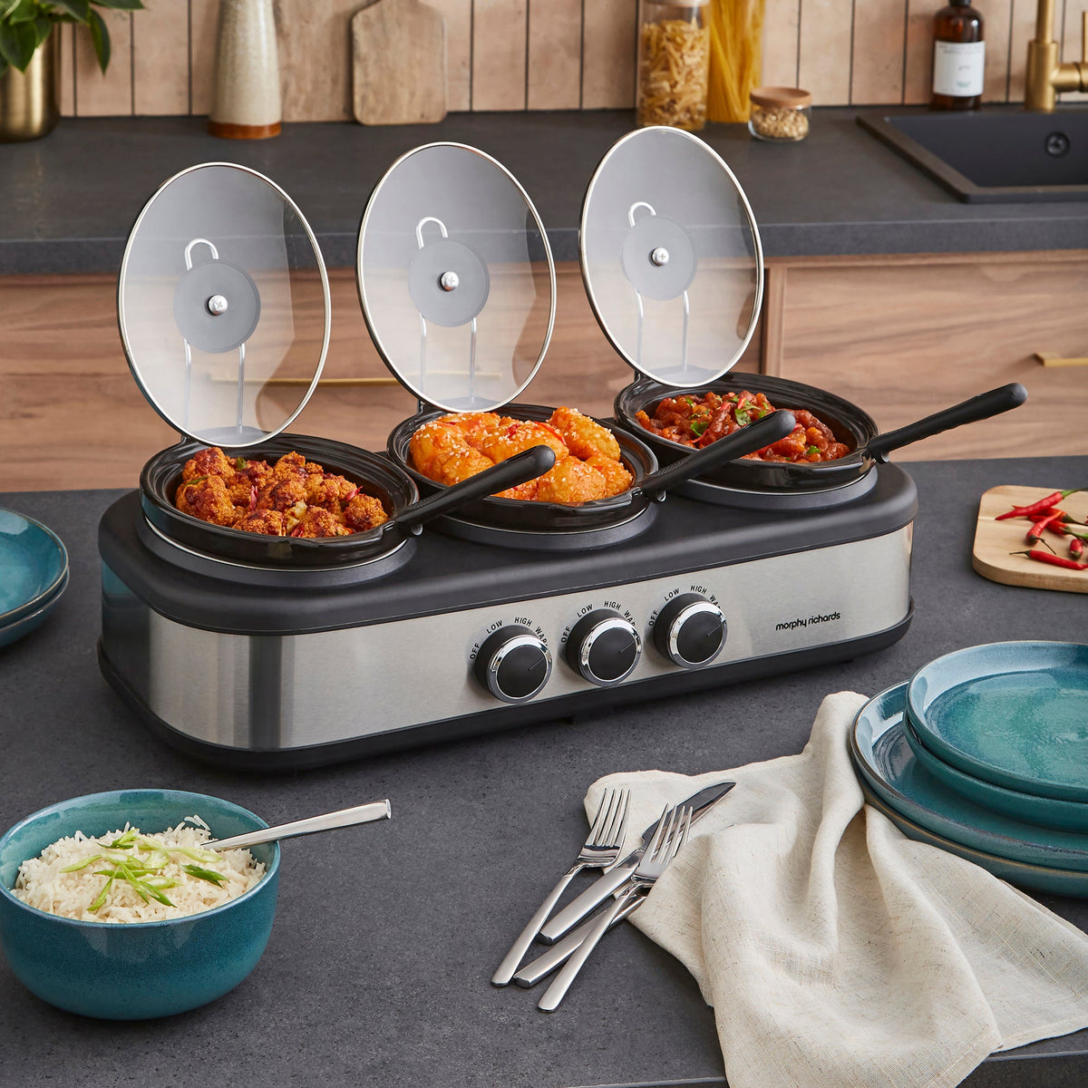 Morphy Richards Slow Cooker TrioServe 3.9L Stainless Steel - 462501 | Lally's Electrical Dundalk - image 2