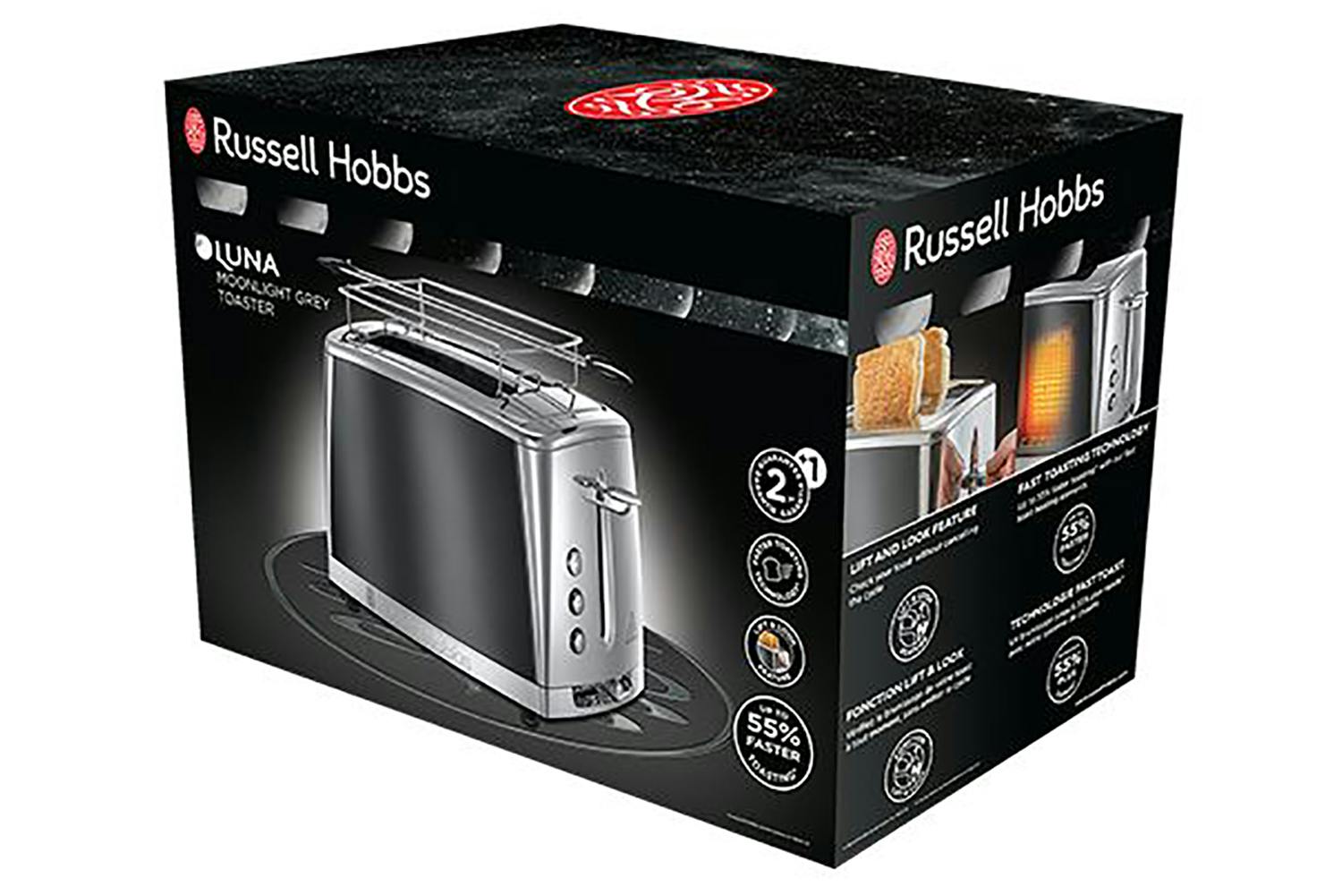 Russell Hobbs Luna 2-Slice Toaster — Model 23221 (Moonlight Grey)