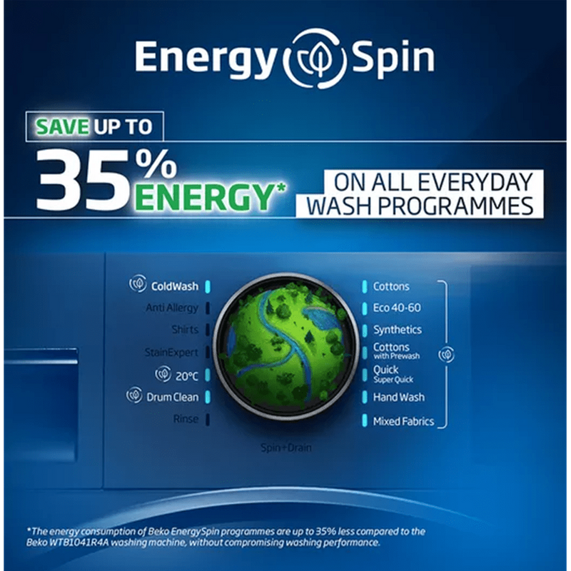 Beko 10kg 1400rpm Washing Machine with EnergySpin | B3W31041W Beko Washing Machine Lallys Electrical Ireland