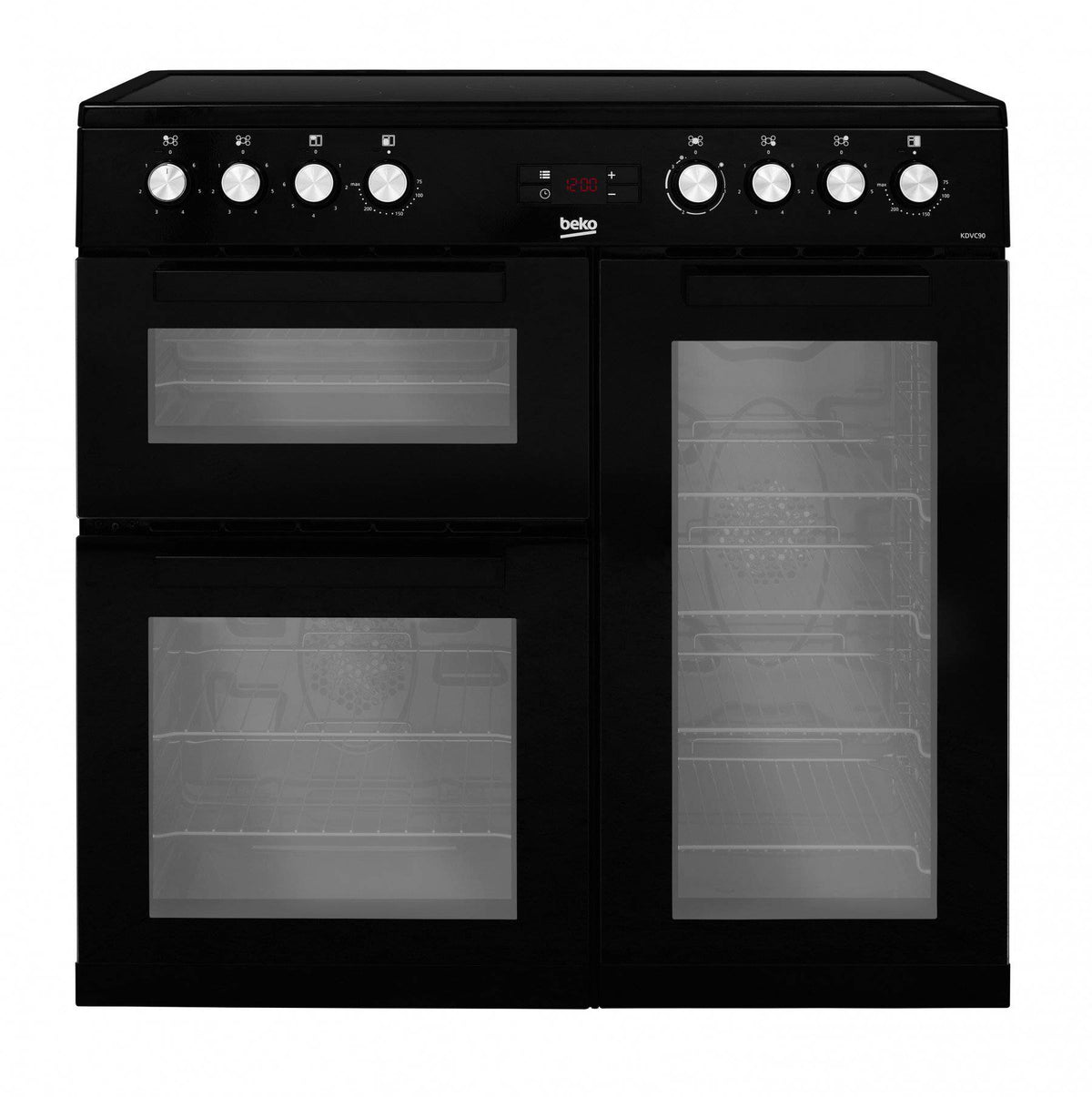 Beko 90cm Ceramic Range Cooker - Black - KDVC90K | Lally's Electrical Dundalk