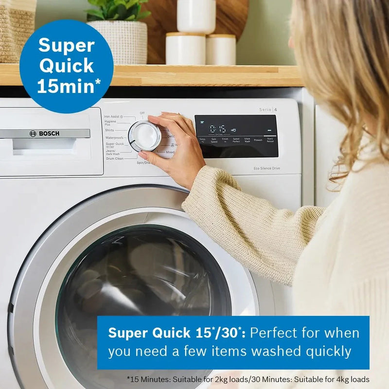 Bosch Series 4 Washing machine, Front Loader 9kg 1400 rpm - White | WAN28259GB Bosch Washing Machine Lallys Electrical Ireland