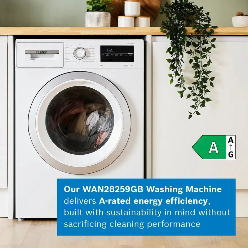 Bosch Series 4 Washing machine, Front Loader 9kg 1400 rpm - White | WAN28259GB Bosch Washing Machine Lallys Electrical Ireland