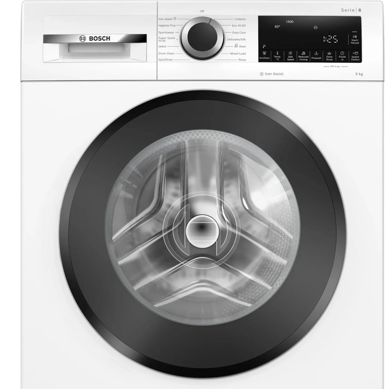 Bosch Series 6 Washing machine, front loader 9kg 1400 rpm - White | WGG24400GB Bosch Washing Machine Lallys Electrical Ireland
