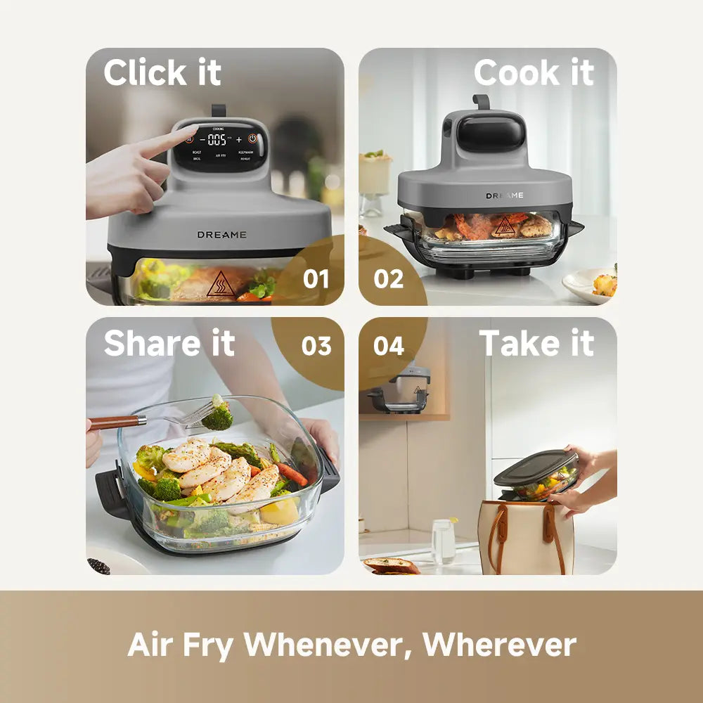 Dreame Tasti 5-in-1 Glass Air Fryer Grey - PT60_GREY | Lally's Electrical Dundalk - image 3