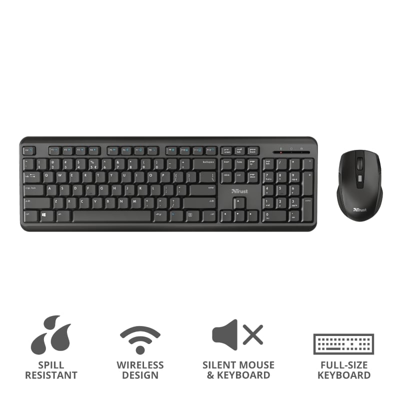 Trust Ody II Silent Wireless Keyboard & Mouse UK Layout | 25022 view 6