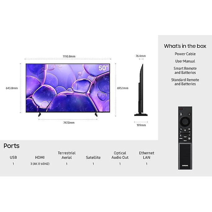 Samsung Crystal UHD 50″ 4K Smart TV | UE50U8000FKXX-UU